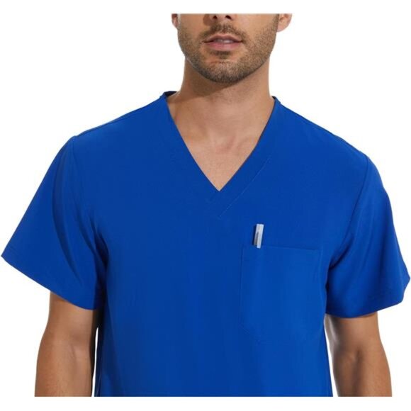 Men Scrubs Set — Stretch V-Neck Scrub Top & Jogger Pant with 8 Pockets - Picture 4 of 7